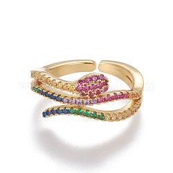 Anelli in ottone cubo zirconi, anelli aperti, serpente, oro, formato 6, 16mm