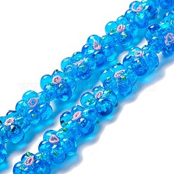 Chapelets de perles vernissées manuelles, cahoteuse, fleur, Dodger bleu, 13.5~14x14.5~15x7~8mm, Trou: 1.4mm, Environ 28 pcs/chapelet, 14.57 pouce (37 cm)