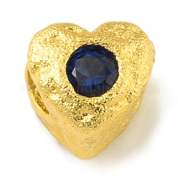 Latón entrepieza de abalorios, con diamante de imitación, corazón, color dorado mate, añil oscuro, 4.5x4.5x4mm, agujero: 1.6 mm