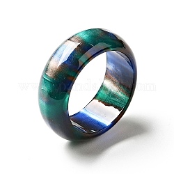 Fingerring aus Harz mit glattem Band für Frauen, blaugrün, uns Größe 6 3/4 (17.1mm)