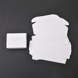 Boîte cadeau en papier kraft, boîtes d'expédition, boîtes pliantes, rectangle, blanc, 8x6x2 cm
