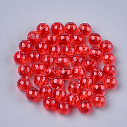 Cuentas de plástico transparente, redondo, rojo, 6x5.5mm, agujero: 1.8 mm, aproximamente 5000 unidades / 500 g