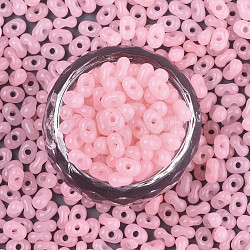 Grade une perles de rocaille en verre, Perles de verre tchèques, perles d'arachide imitation jade, rose, 6x3mm, Trou: 1.2mm, environ 4300 pcs / sachet , 450 g / sac