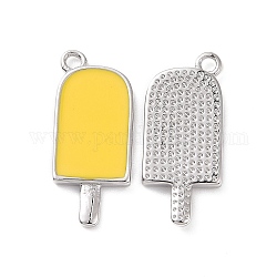 Ion Plating(IP) Brass Enamel Pendants, Ice-Lolly, Real Platinum Plated, Gold, 20x9x2mm, Hole: 1.5mm
