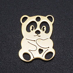 201 ciondoli in acciaio inossidabile, panda, oro, 16x12x1mm, Foro: 1.5 mm