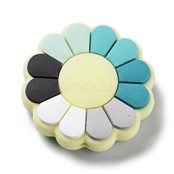 Perle di silicone fiore, colorato, 28.5x8.5mm, Foro: 2.5 mm