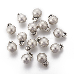 CCB Plastic Charms, Round, Antique Silver, 11x8mm, Hole: 2mm