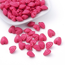 Opaque Acrylic Beads, Heart, Deep Pink, 11x11x7mm, Hole: 1.5mm, about 1420pcs/500g