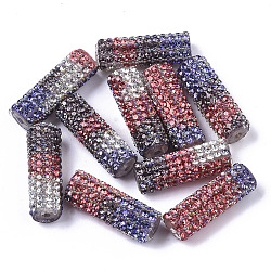 Perles en plastique, avec strass en cristal et perles de rocaille, colonne, tomate, 31x10mm, Trou: 2mm