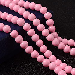 Fili di perline in vetro placcato, cottura della vernice, tondo, perla rosa, 6mm, Foro: 1.3~1.6 mm, circa 133pcs/filo, 31.4 pollice
