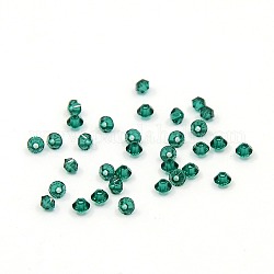 Austrian Crystal Beads, 5301 3mm, Bicone, Emerald, Size: about 3mm long, 3mm wide, Hole: 0.8mm