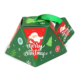 Трапециевидные бумажные коробки для выпечки, с лентой, без тега, для упаковки печенья кексов для мини-кексов, Новогодняя тема, Санта-Клаус фон, 80x80 мм