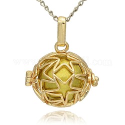 Goldener Ton Messing hohlen runden Käfig Anhänger, ohne Loch lackiert Messingkugel-Perlen, dark khaki, 23x24x18 mm, Bohrung: 3x8 mm