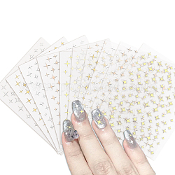 Globleland 10 Sheet 10 Style Nail Art Stickers Decals, Self-adhesive, 3D Flower Design, For Nail Tips Decorations, Star Pattern, Mixed Color, 10~10.1x7.9~8x0.02~0.04cm, 1 sheet/style