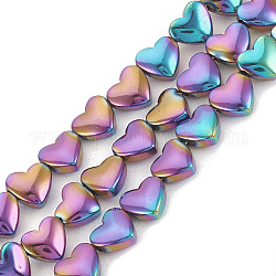 Chapelets de perles en hématite synthétique sans magnétiques, cœur, multi-couleur plaquée, 6x5.5x3mm, Trou: 1mm, Environ 70 pcs/chapelet, 15.7 pouce