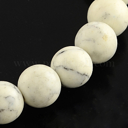 Gefärbt synthetischen Türkis Bead Stränge, Runde, creme-weiß, 8~9 mm, Bohrung: 1.5 mm, ca. 50 Stk. / Strang, 15.75 Zoll