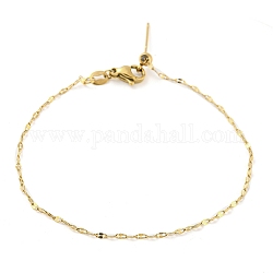 304 bracciale in acciaio inossidabile con catene a maglie regolabili con perline da donna, oro, 21x0.15cm