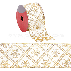 GORGECRAFT 2-1/2 Inch x 10Yards Snowflake Wired Ribbon Christmas Glitter Satin Ribbons with Gold Glitter Snowflake Pattern and Gold Metallic Edge for Home Decor, Gift Wrapping, DIY Crafts