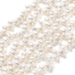 Hebras de perlas de agua dulce cultivadas naturales, arroz, blanco antiguo, 6~7x4~5mm, agujero: 0.6 mm, aproximamente 83 pcs / cadena, 13.78'' (35 cm)