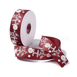 25 Yard bedrucktes Ripsband aus Polyester mit Weihnachtsmotiv, für diy Schmuck machen, Wohnung, dunkelrot, 1-Zoll (25.5mm)