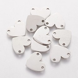 201 Stainless Steel Charms, Stamping Blank Tag, Heart, Stainless Steel Color, 10.8x12.8x1mm, Hole: 1.5mm