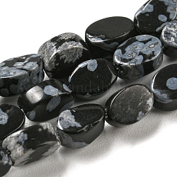 Naturschneeflocke Obsidian Perlen Stränge, Flachoval, 6~6.5x4~4.5x2.5 mm, Bohrung: 0.6 mm, ca. 64 Stk. / Strang, 15.94'' (40.5 cm)