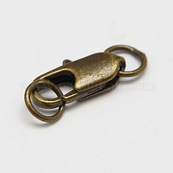 Brass Lobster Claw Clasps, Antique Bronze, 21x7mm, Hole: 3.5mm