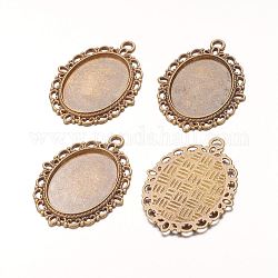 Zinc Alloy Pendant Settings for Cabochon & Rhinestone, DIY Findings for Jewelry Making, Lead Free and Cadmium Free, Oval, Antique Bronze, Tray: 25x18mm, 39x29x2mm, Hole: 2mm