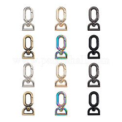 Biyun 12 pièces 6 couleurs fermoirs pivotants en alliage de zinc, ovale, couleur mixte, 37x19x7mm, Trou: 3mm, 12.5 pcs / couleur