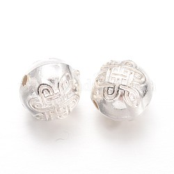 Branelli della lega rotondi, con il cinese modello nodo, colore argento placcato, 10mm, Foro: 1.5 mm