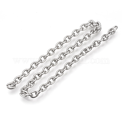 Stainless Steel Cable Chains, Unwelded, with Spool, Stainless Steel Color, 6x4.5x1.2mm, about 82.02 Feet(25m)/roll