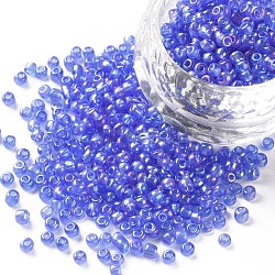 Perles de rocaille en verre rondes, couleurs transparentes arc, ronde, bleuet, 3mm