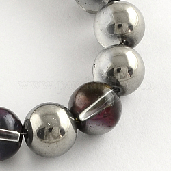 Electroplate Transparent Glass Round Bead Strands, Half Plated, Silver Plated, 6mm, Hole: 1mm, about 108pcs/strand, 24.8inch