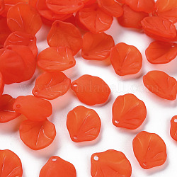Trasparenti pendenti in acrilico smerigliato, Petaline, arancio rosso, 16x14.5x3mm, Foro: 1.6 mm