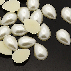 ABS Plastic Imitation Pearl Cabochons, Dyed, teardrop, Beige, 13x8x4mm