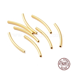 925 Sterling Silver Tube Beads, Curved Tube, Real 18K Gold Plated, 20x1.5mm, Hole: 1mm, about 55pcs/10g