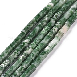 Натуральные зеленые пятна яшмовых нитей, колонка, 4x13~14 мм, отверстие : 1.2 мм, около 29 шт / нитка, 15.39'' (39.1 см)
