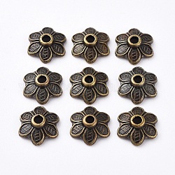 Tibetische Perlen Kappen & Kegel Perlen, Cadmiumfrei und Nickel frei und Bleifrei, Blume, Antik Bronze, 10.5x3.5 mm, Bohrung: 2 mm