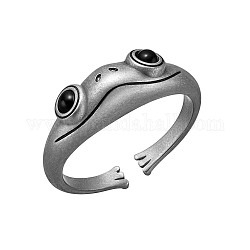 Кольца-манжеты shegrace 925 из стерлингового серебра с серебряной лягушкой, открытые кольца, с кубического циркония, античное серебро, чёрные, размер США 8, внутренний диаметр: 18 мм