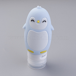 創造的なポータブル90ミリリットルシリコーンポイントボトリング  シャワーシャンプー化粧品エマルジョン貯蔵ボトル  漫画のペンギン  ライトスチールブルー  123x55mm  容量：約90ミリリットル