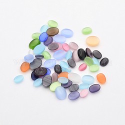 Mixed Oval Cat Eye Cabochons, Mixed Color, 6~8x4~6x2~2.5mm, about 200g/bag