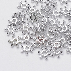 Perline acrilico placcato, fiocco di neve, argento, 8x7x2mm, Foro: 1.5 mm, circa 25000pcs/500g