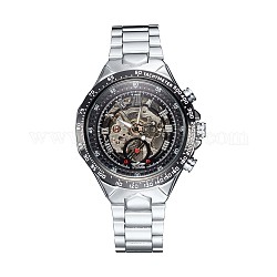 Tête de montre en alliage montres mécaniques, avec bracelet en acier inoxydable, couleur inoxydable, 220x18 mm, cadran montre: 57x47.5x17 mm, boitier montre: 35 mm