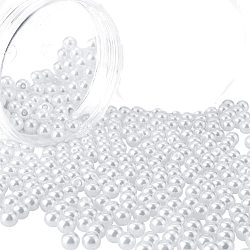 Pandahall Elite 400pcs 6mm winzigen Satin Glanz runde Glasperlen Perlen Sortiment viel für Schmuck machen runde Box Kit, weiß