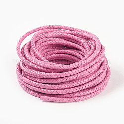 Cordoncino di cuoio intrecciato, corda di gioielli di pelle, diy materiale per gioielli, tinto, tondo, perla rosa, 6mm, circa 10.93 iarde (10 m)/fascio