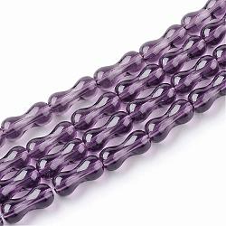 Chapelets de perles en verre transparent, os, violet, 8x3.5mm, Trou: 1mm, Environ 70 pcs/chapelet, 21.9 pouce