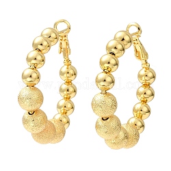 Rack Plating Brass Round Beaded Hoop Earrings, Lead Free & Cadmium Free, Long-Lasting Plated, Real 18K Gold Plated, 41.5x38x8mm