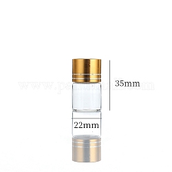 Bottiglie di vetro trasparente contenitori di perline, tubi per la conservazione delle perle con tappo a vite e tappo in alluminio, colonna, oro, 2.2x3.5cm, capacità: 6 ml (0.20 fl. oz)