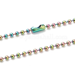 Baño de iones (ip) 304 collares de cadena de bolas de acero inoxidable, con conectores de la cadena de bola, color del arco iris, 23.62 pulgada (60 cm), abalorios: 1.6 mm