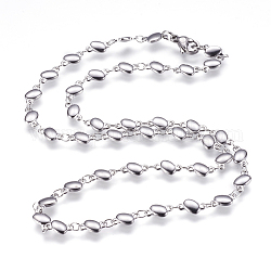 304 Stainless Steel Chain Necklaces, with Lobster Claw Clasps, Oval, Stainless Steel Color, 17.7 inch(45cm)